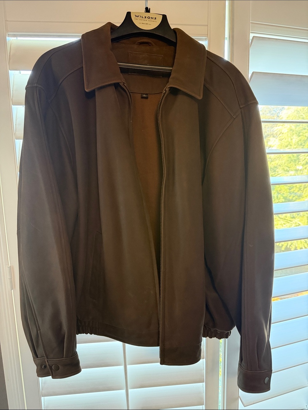 croft & barrow Brown Leather Bomber Jacket